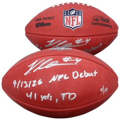 Jeremiyah Love Arizona Cardinals Autographed Fanatics Authentic Duke Full Color Football with Multiple Inscriptions - Limited Edition of 10