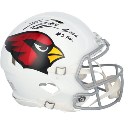 Jeremiyah Love Arizona Cardinals Autographed Fanatics Authentic Riddell Speed Authentic Helmet with "2026 #3 Pick" Inscription 
