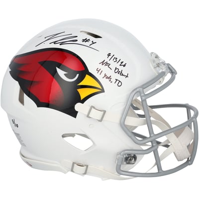 Jeremiyah Love Arizona Cardinals Autographed Fanatics Authentic Riddell Speed Authentic Helmet with Multiple Inscriptions - Limited Edition of 10