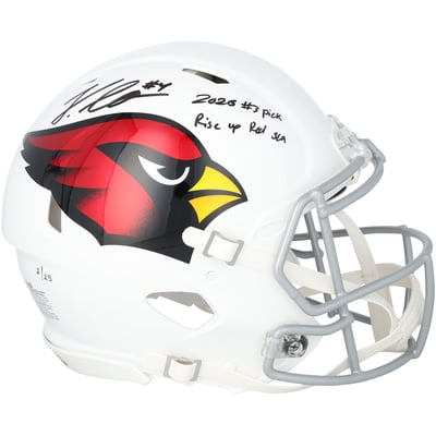 Jeremiyah Love Arizona Cardinals Autographed Fanatics Authentic Riddell Speed Authentic Helmet with Multiple Inscriptions - Limited Edition of 25