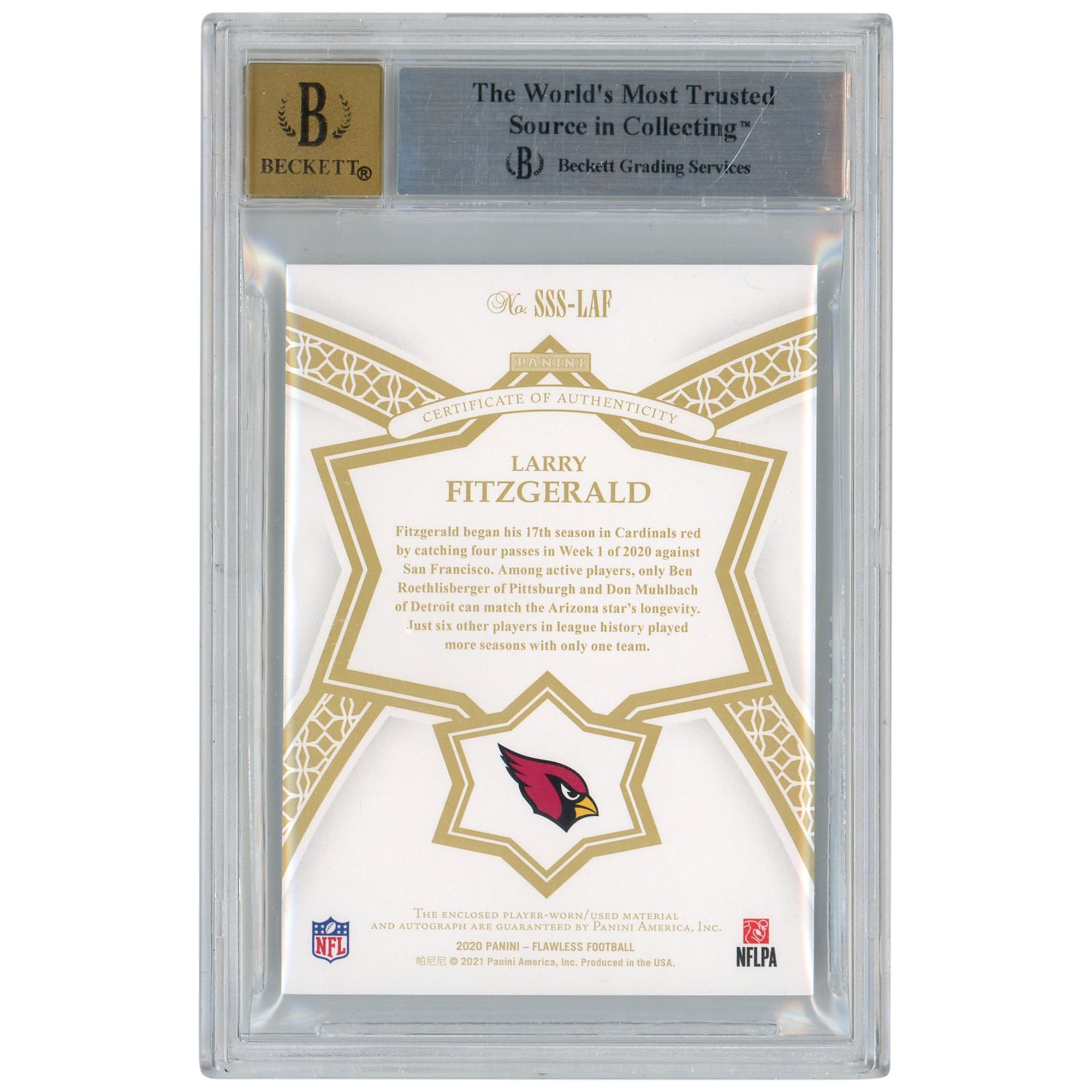 Autographed Arizona Cardinals Larry Fitzgerald 2020 Panini