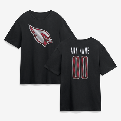 Arizona Cardinals Big & Tall Metallic Mascot Personalized Name & Number T-Shirt - Black