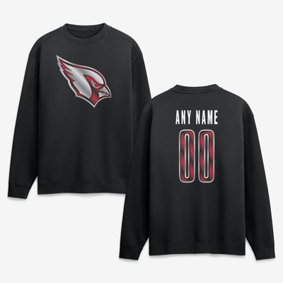 Arizona Cardinals  Metallic Mascot Personalized Name & Number Sweatshirt - Black