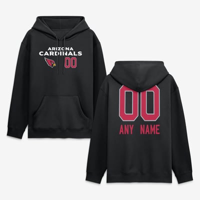 Arizona Cardinals  Touchdown Wordmark Personalized Name & Number Hoodie - Black