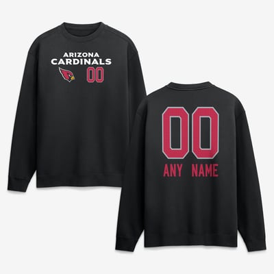 Arizona Cardinals  Touchdown Wordmark Personalized Name & Number Sweatshirt - Black