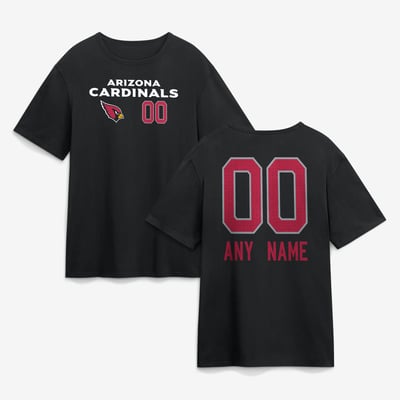 Arizona Cardinals  Touchdown Wordmark Personalized Name & Number T-Shirt - Black
