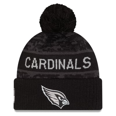 Arizona Cardinals New Era 2026 Salute To Service Cuffed Knit Hat with Pom - Black