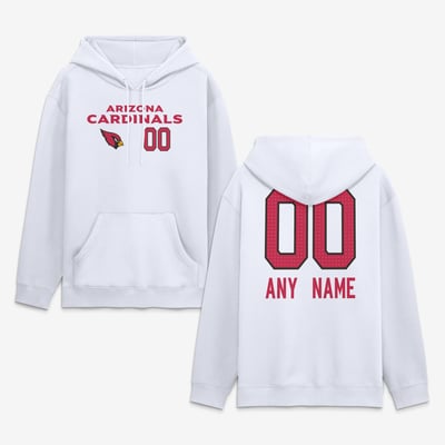 Arizona Cardinals  Touchdown Wordmark Personalized Name & Number Hoodie - White