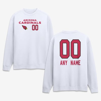 Arizona Cardinals  Touchdown Wordmark Personalized Name & Number Sweatshirt - White