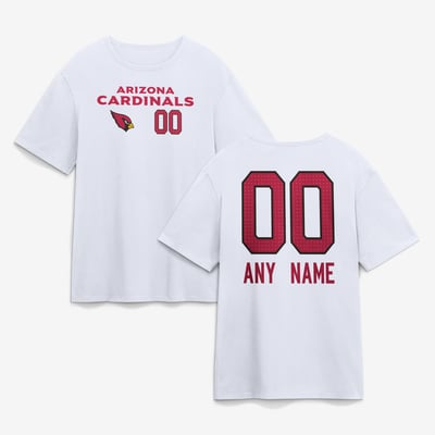 Arizona Cardinals  Touchdown Wordmark Personalized Name & Number T-Shirt - White