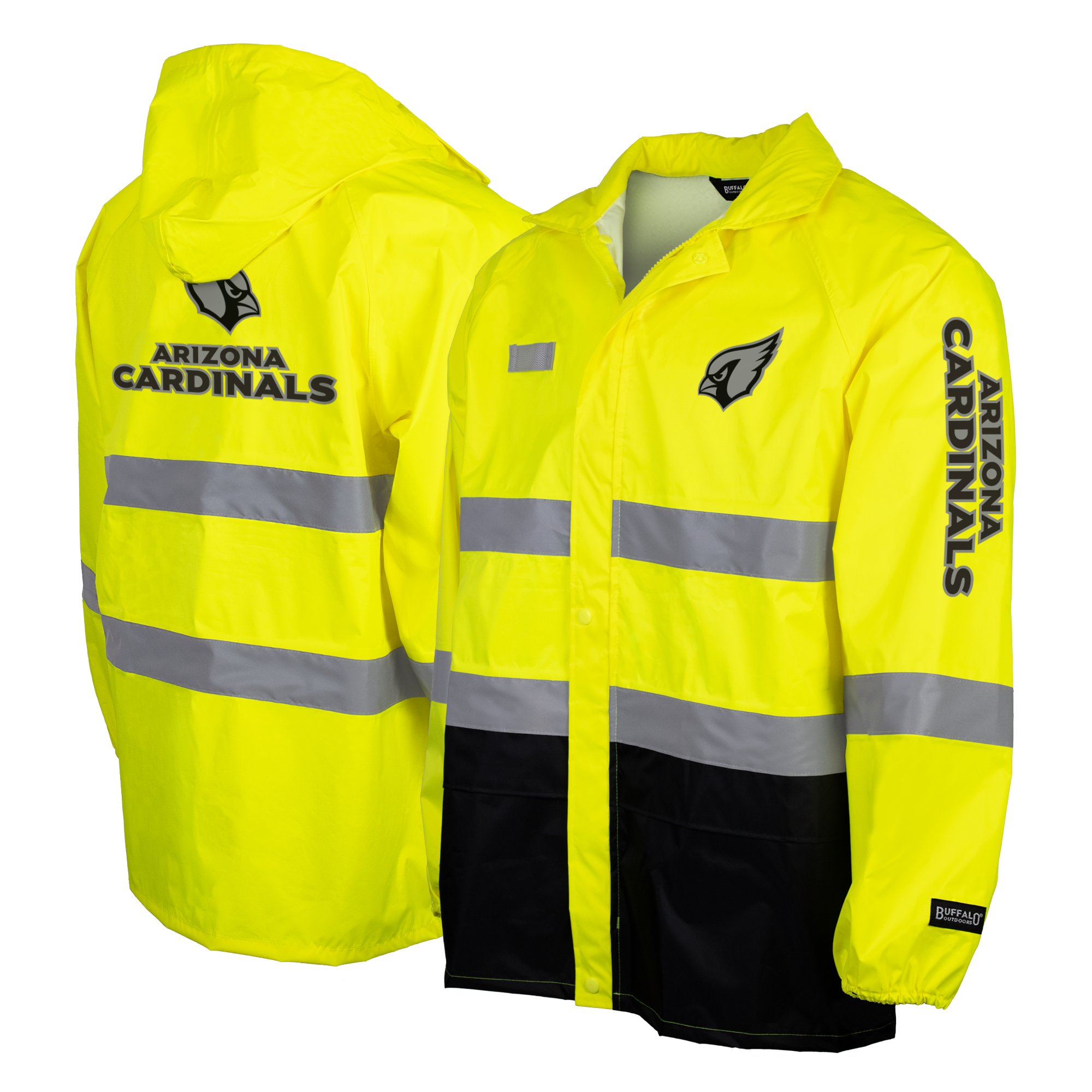 Arizona Cardinals Hi-Vis Safety Waterproof Rainshell Full-Zip Hooded ...