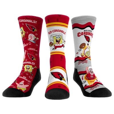  Arizona Cardinals Rock Em Unisex x Nickelodeon Spongebob Squarepants 3-Pack Crew Socks Set