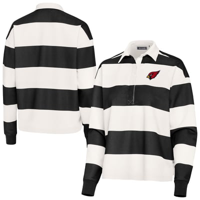 Arizona Cardinals Antigua Women's Banner Rugby Long Sleeve Polo - Black/Cream