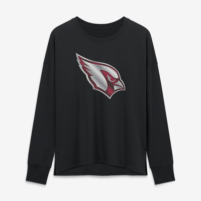 Arizona Cardinals Women's Metallic Mascot Long Sleeve T-Shirt - Black