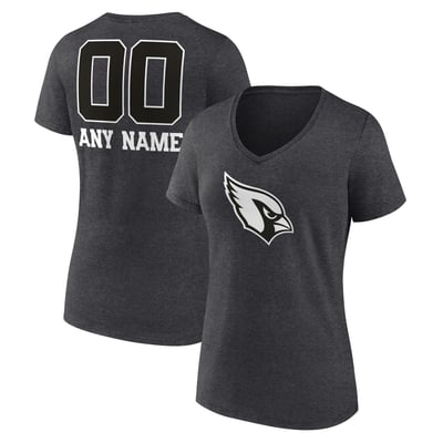 Arizona Cardinals Women's Personalized Name & Number Monochrome V-Neck T-Shirt - Charcoal