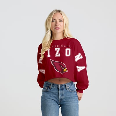 Arizona Cardinals Spirit Jersey Women's Cropped Long Sleeve T-Shirt - Cardinal
