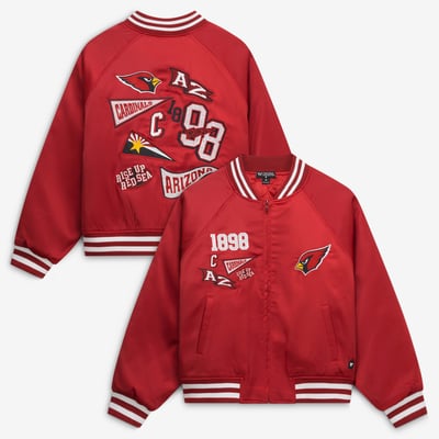  Arizona Cardinals The Wild Collective Women's Raglan Satin Jacket - Cardinal