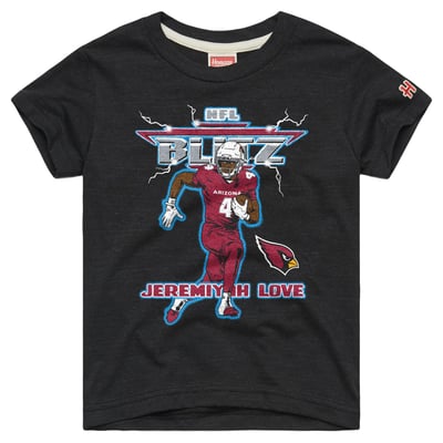Jeremiyah Love Arizona Cardinals Homage Youth NFL Blitz Tri-Blend T-Shirt - Charcoal
