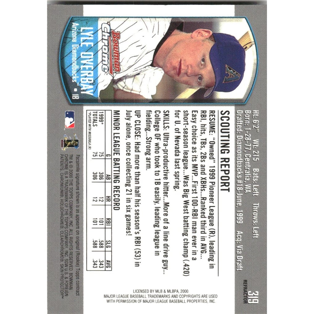 2000 Bowman Chrome Refractors #319 Lyle Overbay