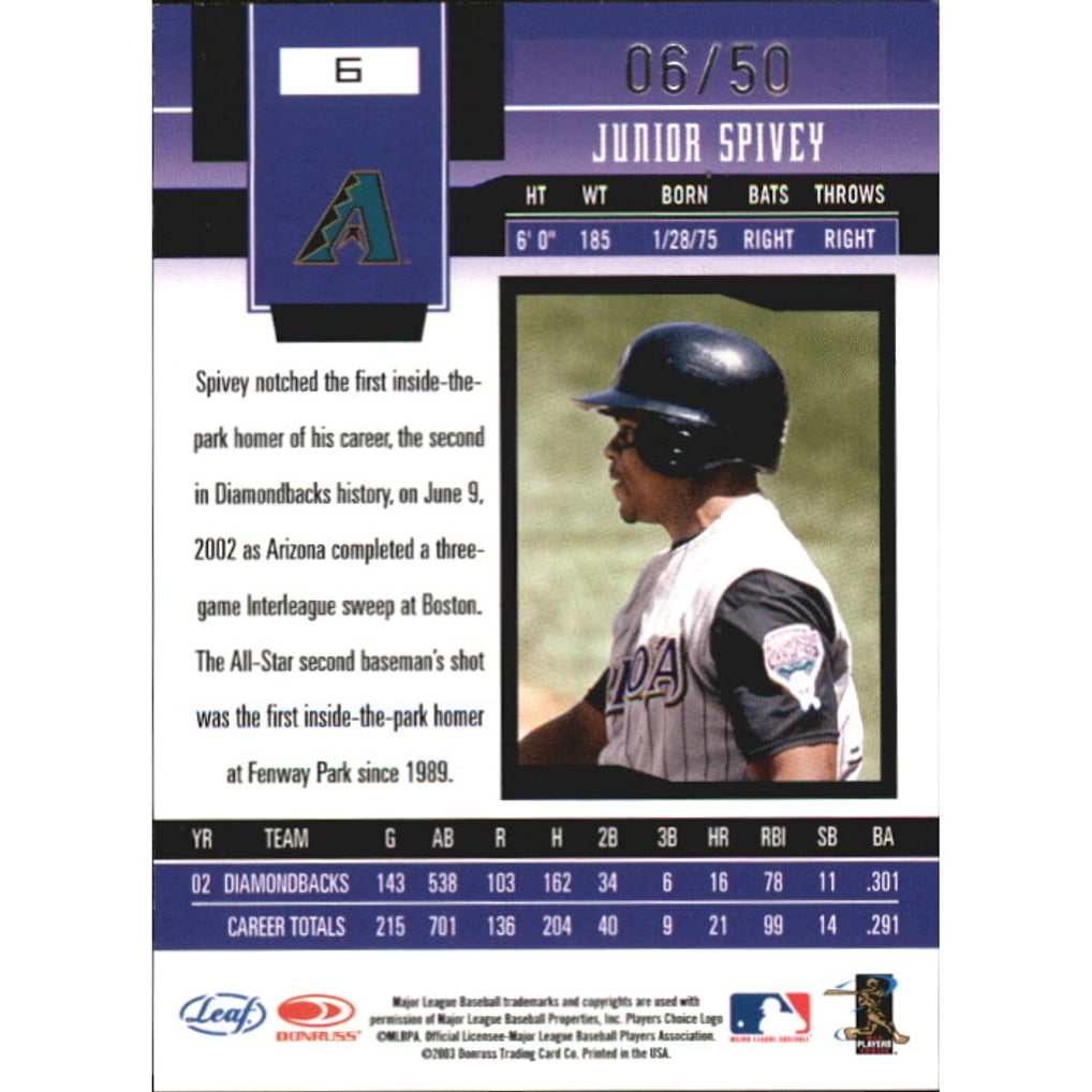 2003 Leaf Certified Materials Mirror Blue #6 Junior Spivey