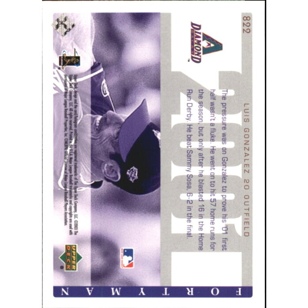 2003 Upper Deck 40-Man Rainbow #822 Luis Gonzalez HR Derby