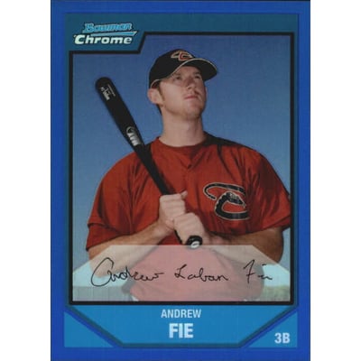 2007 Bowman Chrome Prospects Blue Refractors #BC185 Andrew Fie