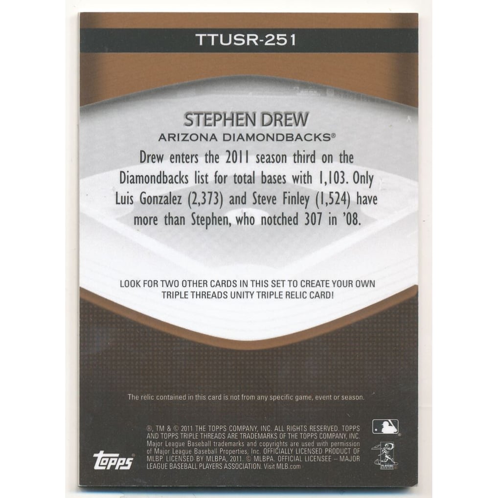 2011 Topps Triple Threads Unity Relics Sepia #TTUS251 Stephen Drew
