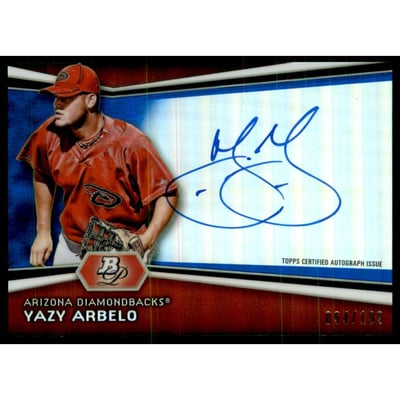 2012 Bowman Platinum Prospect Autographs Blue Refractors #YA Yazy Arbelo