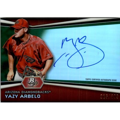 2012 Bowman Platinum Prospect Autographs Green Refractors #YA Yazy Arbelo