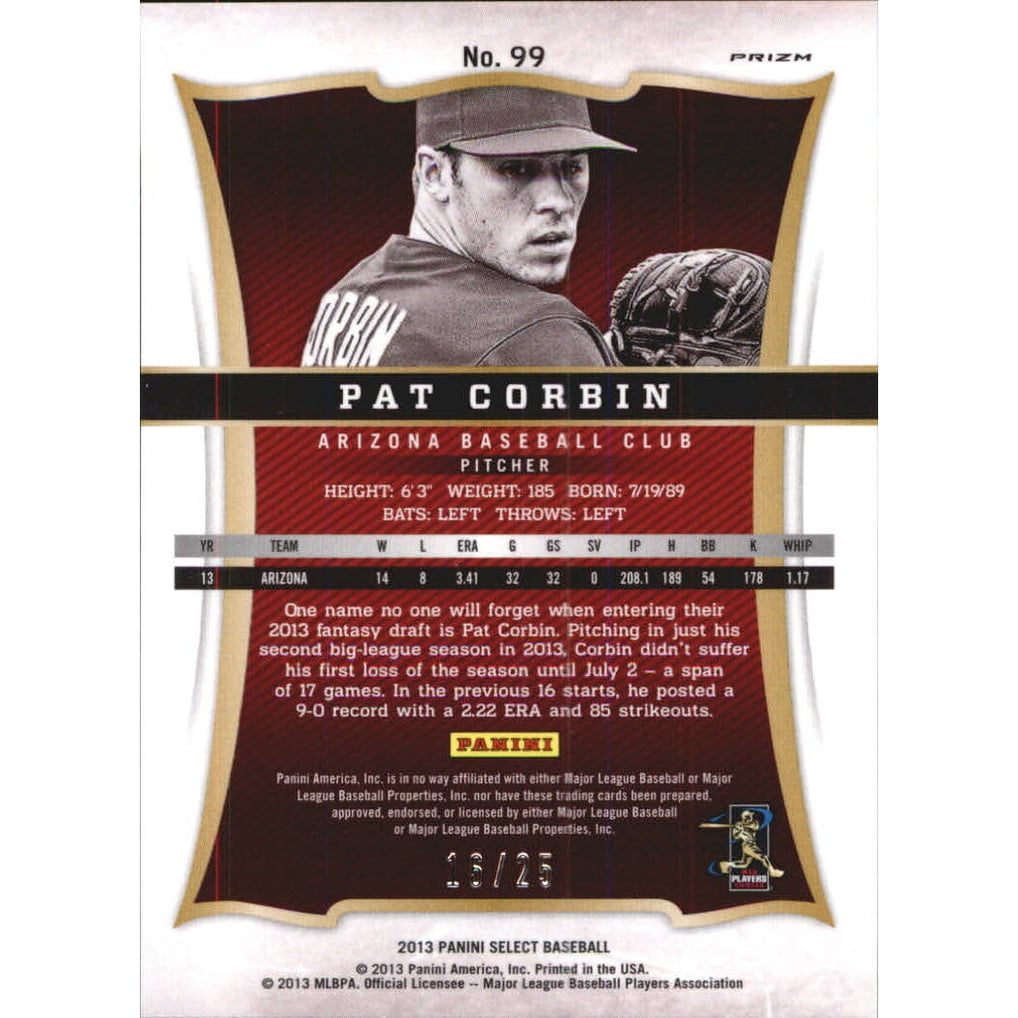 2013 Select Prizm Gold #99 Pat Corbin