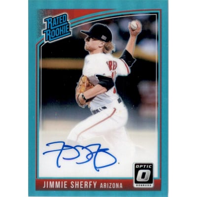 2018 Donruss Optic Rated Rookies Signatures Aqua #RRSJS Jimmie Sherfy/125