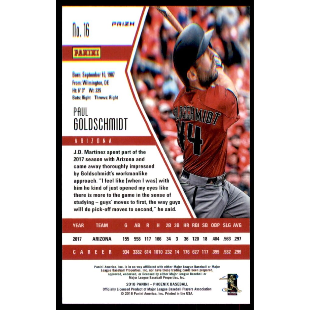 2018 Panini Phoenix Prizm #16 Paul Goldschmidt