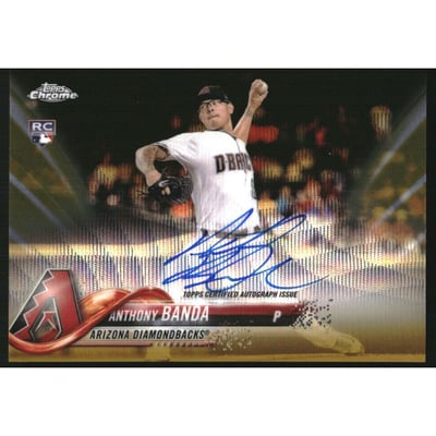 2018 Topps Chrome Rookie Autographs Gold Wave Refractors #RAAB Anthony Banda