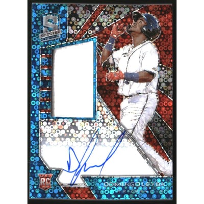 2020 Panini Spectra Neon Blue #111 Domingo Leyba AU JSY