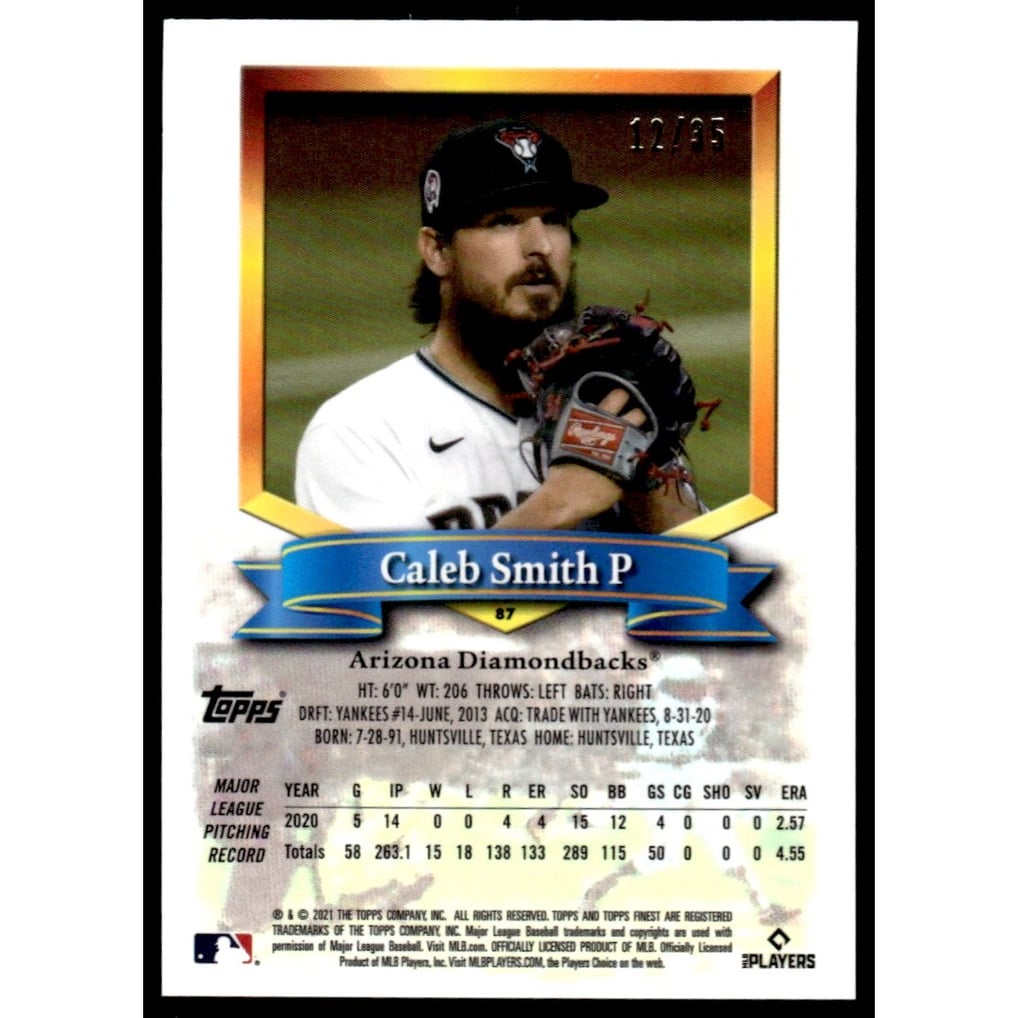 2021 Finest Flashbacks Prism Refractors #87 Caleb Smith