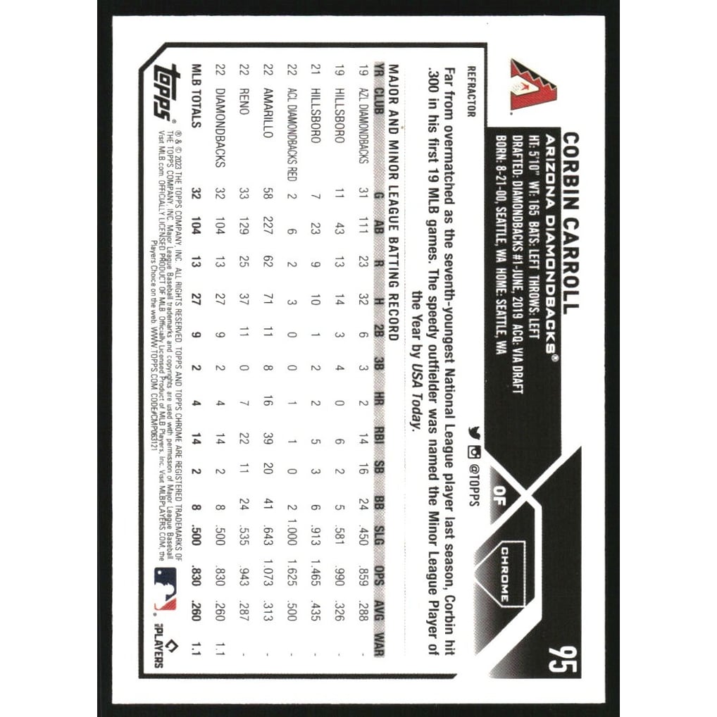 2023 Topps Chrome Refractors #95 Corbin Carroll