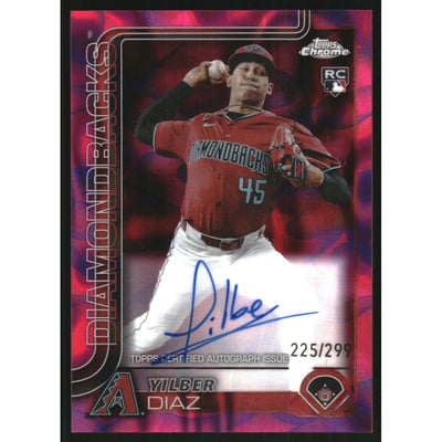 2025 Topps Chrome Update Rookie Autographs Magenta Purple Lava Lamp Refractors #RAYD Yilber Diaz