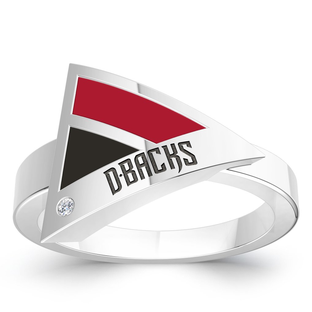 Diamondbacks Rings Arizona Diamondbacks Bixler's Women's Engraved Diamond Geometric Ring ...