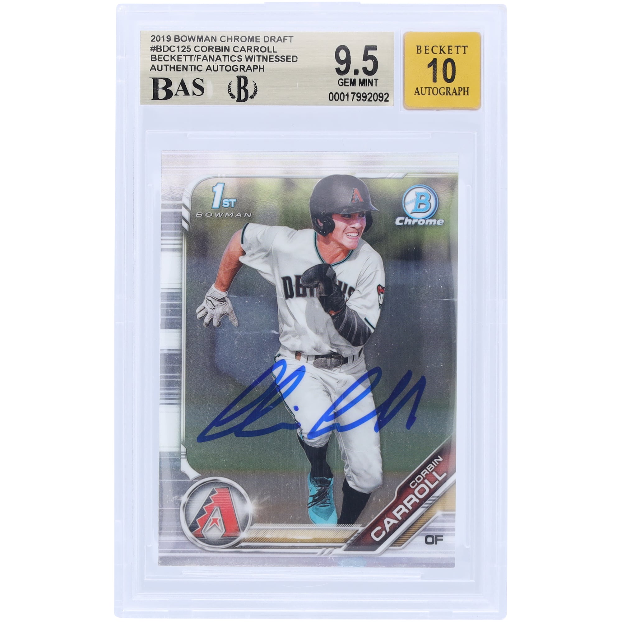 Corbin Carroll Arizona Diamondbacks Autographed 2019 Bowman Chrome 