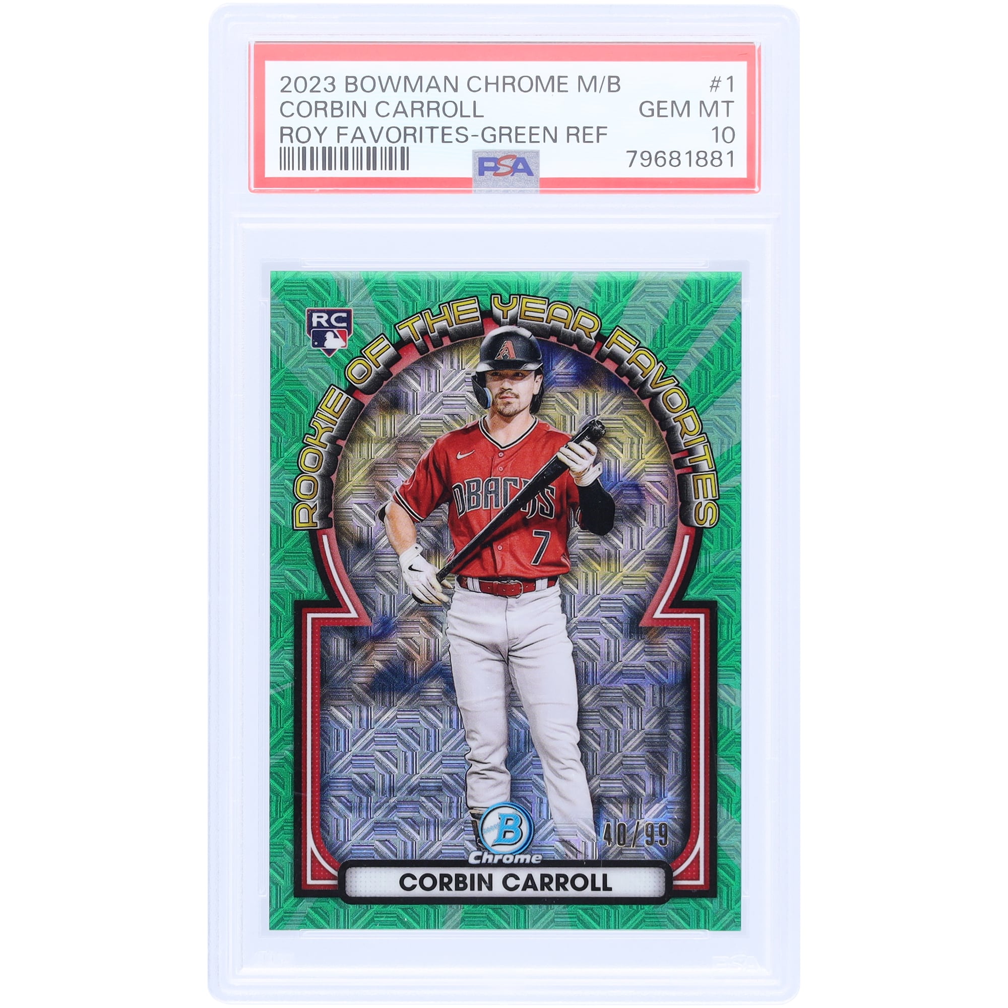 Corbin Carroll Arizona Diamondbacks Autographed 2023 Bowman Chrome 