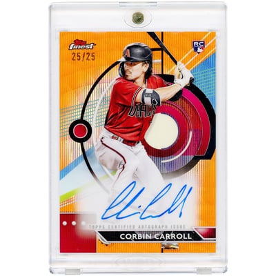 Corbin Carroll Arizona Diamondbacks Autographed 2023 Topps Finest Orange Wave Refractor #FA-CC #25/25 Rookie Card