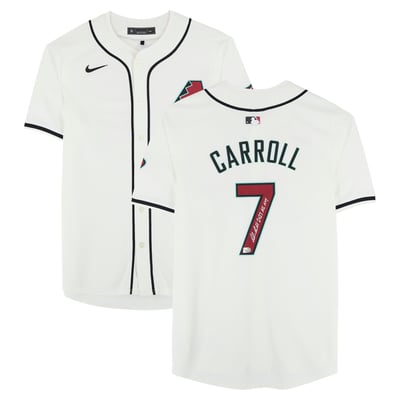 Corbin Carroll Arizona Diamondbacks Autographed Fanatics Authentic White Nike Limited Jersey with "2023 NL ROY" Inscription 