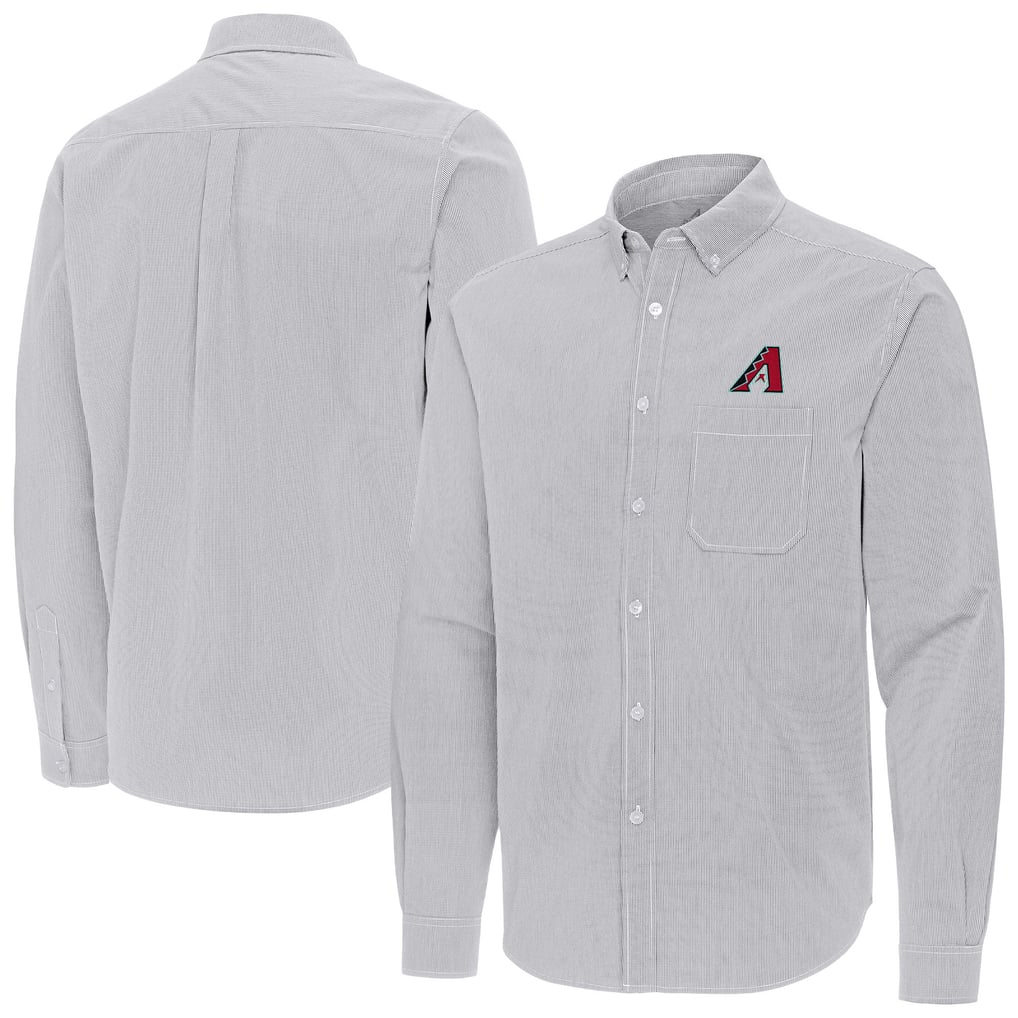 Arizona Diamondbacks Antigua Porter Woven Long Sleeve Button-Down Shirt - Gray