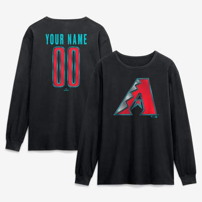 Arizona Diamondbacks  Forged Mascot Personalized Name & Number Long Sleeve T-Shirt - Black