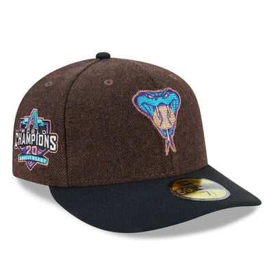 Arizona Diamondbacks New Era Cooperstown Collection Brushed Patch Low Profile 59FIFTY Fitted Hat - Dark Brown/Black