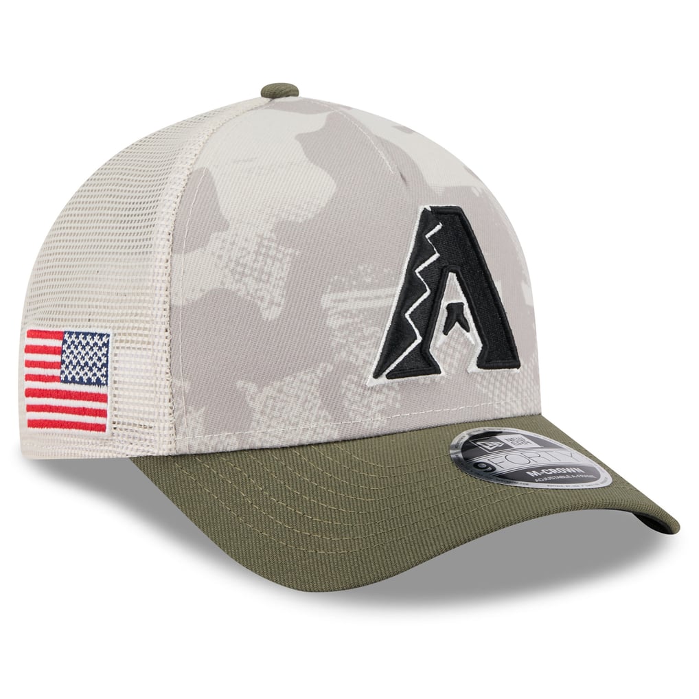 Arizona Diamondbacks New Era 2025 Armed Forces Day 9FORTY M-Crown A-Frame Adjustable Hat - Light Beige/Olive
