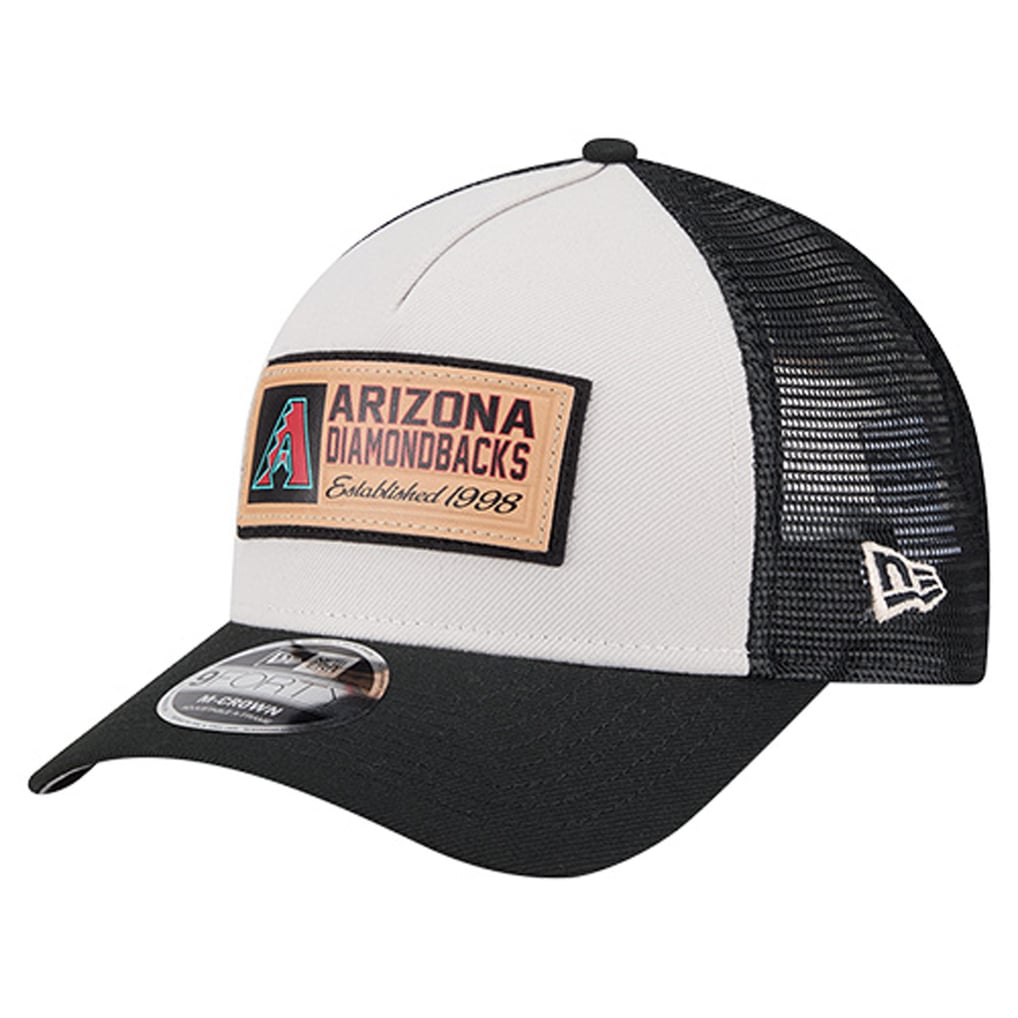 Arizona Diamondbacks New Era Text A-Frame Trucker 9FORTY Hat - Stone/Black