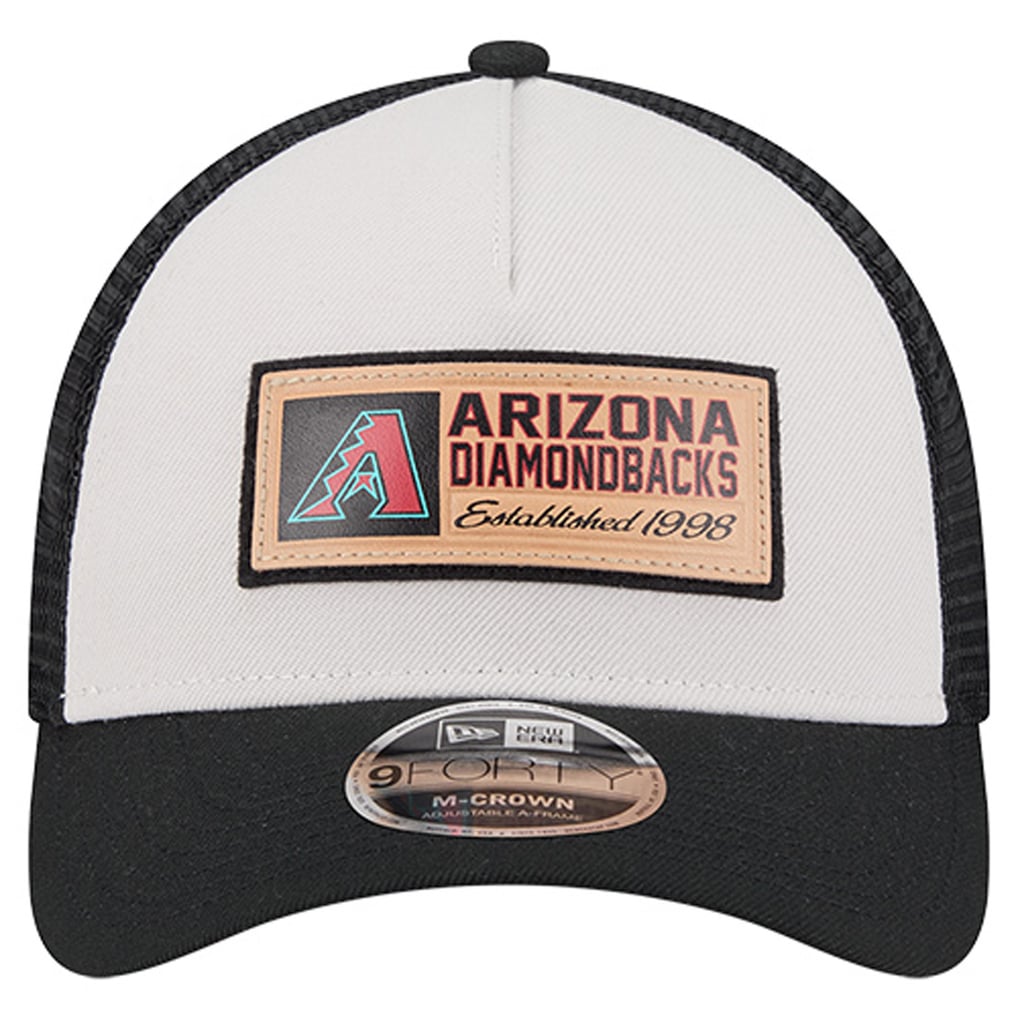 Arizona Diamondbacks New Era Text A-Frame Trucker 9FORTY Hat - Stone/Black