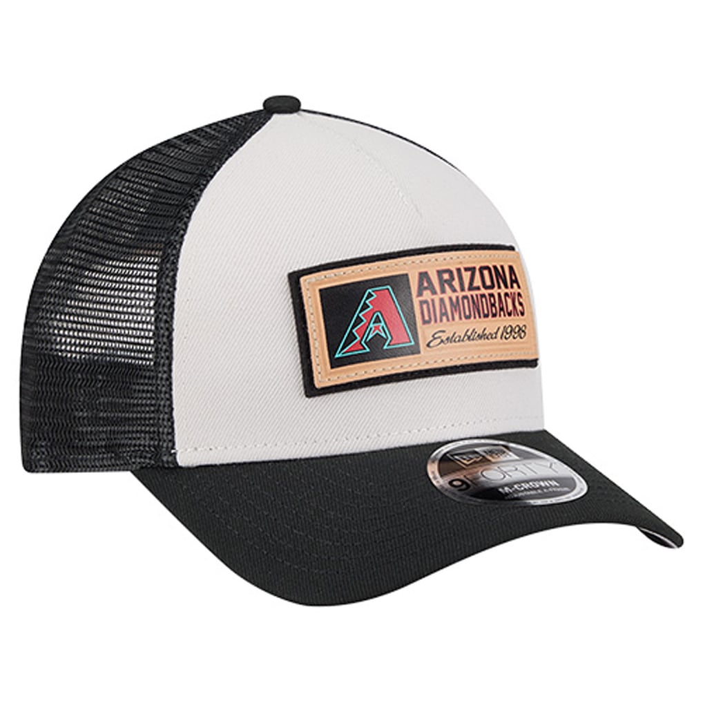 Arizona Diamondbacks New Era Text A-Frame Trucker 9FORTY Hat - Stone/Black