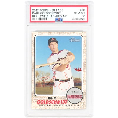 Paul Goldschmidt Arizona Diamondbacks Autographed 2017 Topps Heritage Real One Red Ink #ROA-PG #46/68 PSA Authenticated 10 Card